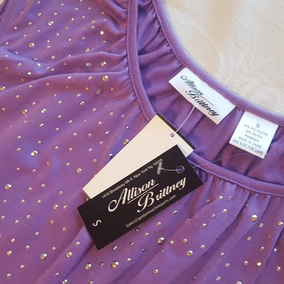 New Summer Soft Blouse Purple Top Bling Women S - Picture 3 of 4